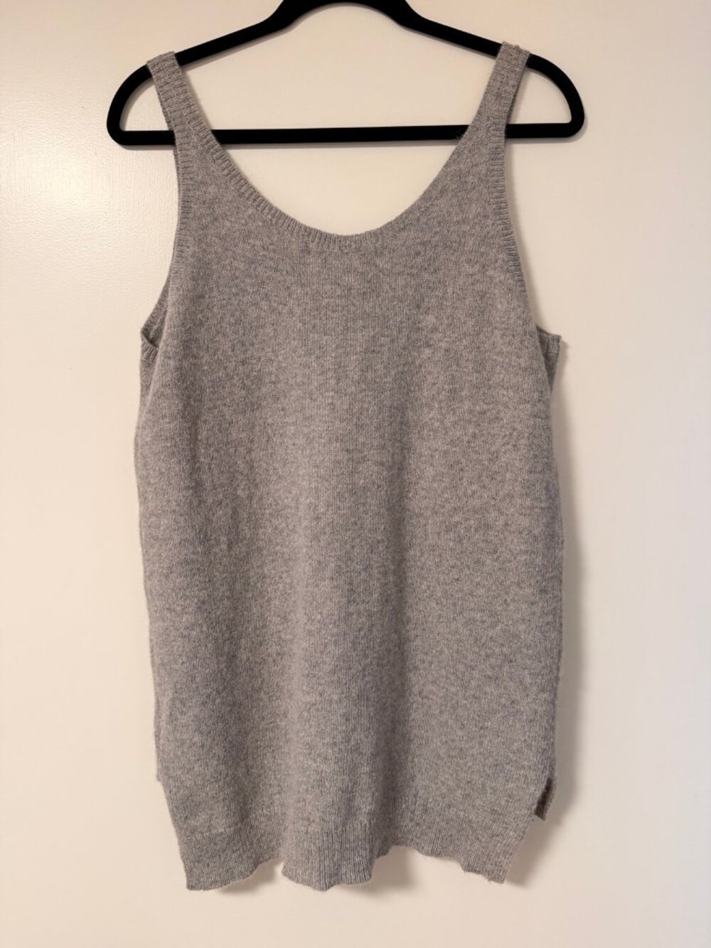 Humanoid Frey Gray Knit Tank Top Size M Alpaca Merino Wool Silk Pocket